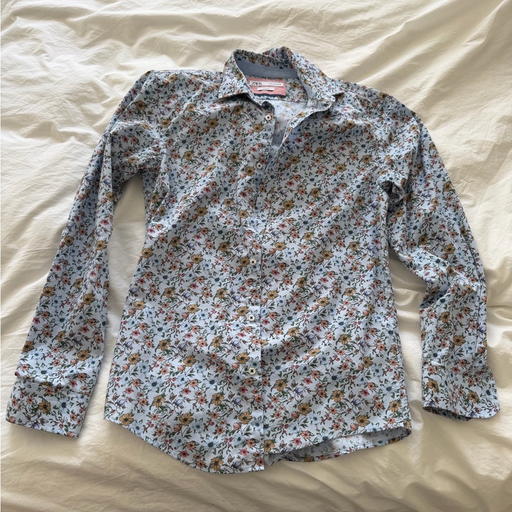 Zara Men’s Floral Long Sleeve Shirt | Size M